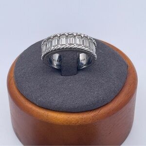 Judith Ripka Sterling Silver CZ Baguette Band Ring 925 Thailand Size 7